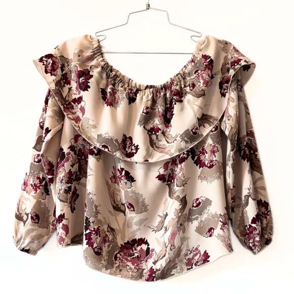 Aritzia Wilfred Morel Floral Off the Shoulder Blouse Size S - Picture 2 of 8